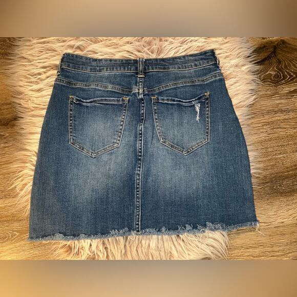 PACSUN women’s distressed button zipper blue jeans mini skirt - Picture 4 of 9